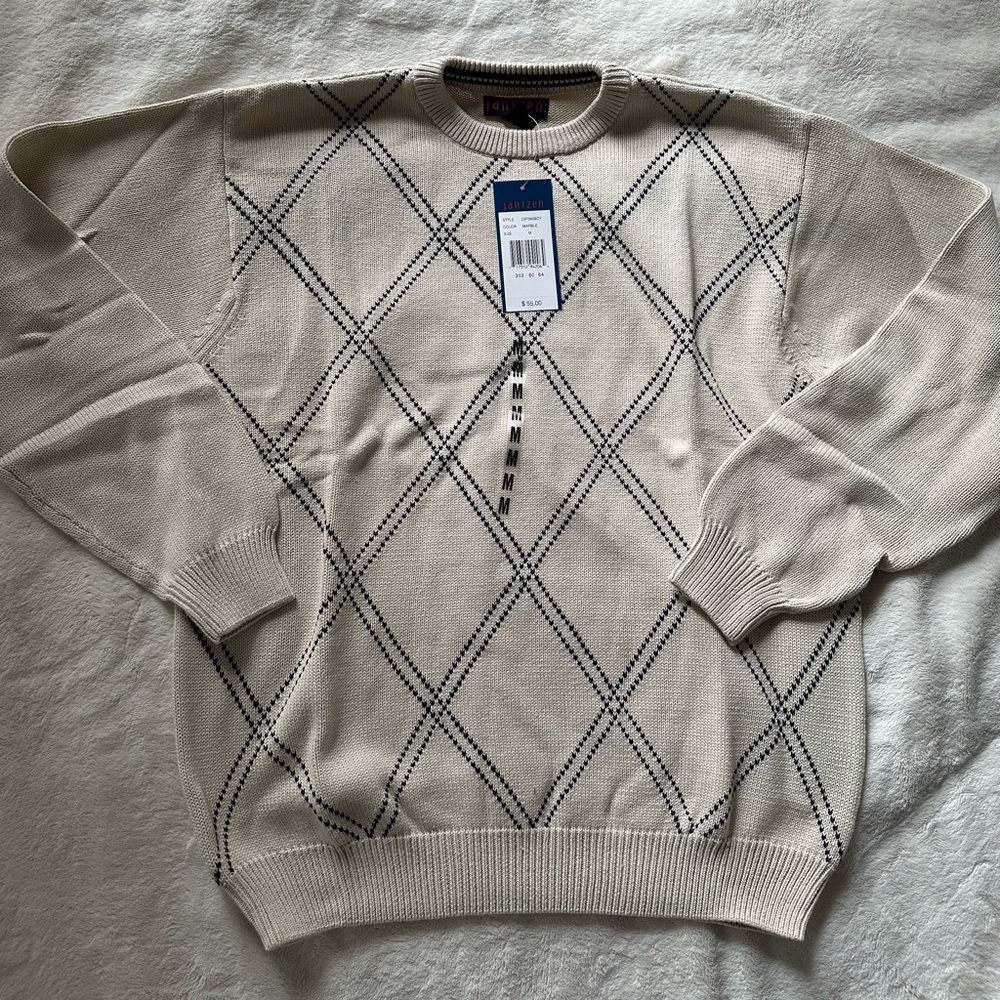 Jantzen Men's Beige Argyle Crewneck Sweater